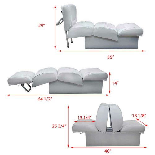 Boat back to back lounge seat b2b-delx-8-ggrr | 8 inch gray