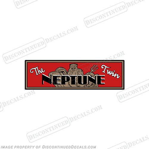 Fits neptune &#034;the twin&#034; outboard motor engine decal - gold / red