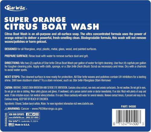 Star brite super orange citrus boat wash all-purpose 1 gallon polish gel 094500