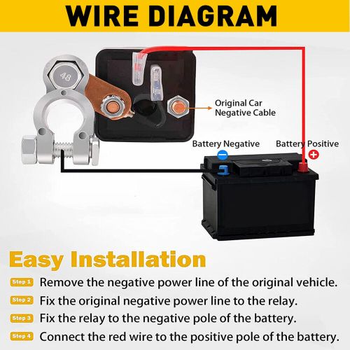 Wireless 12v dual car battery disconnect relay master kill cut-off switch remote