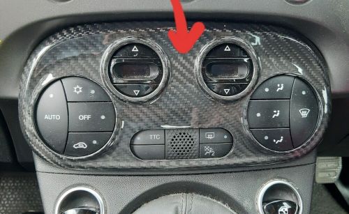 Carbon fibre climate control surround trim for fiat 500 / abarth 595 . uk