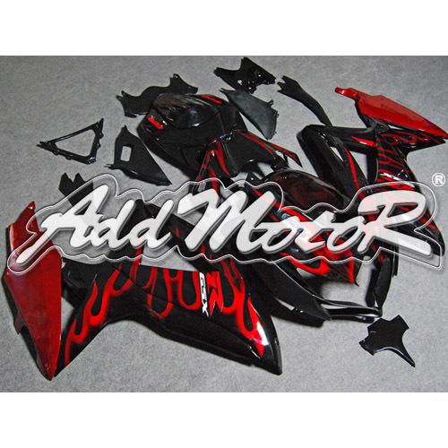 Injection molded fit gsx-r750 gsx-r600 08-10 k8 red flames fairing 68z02