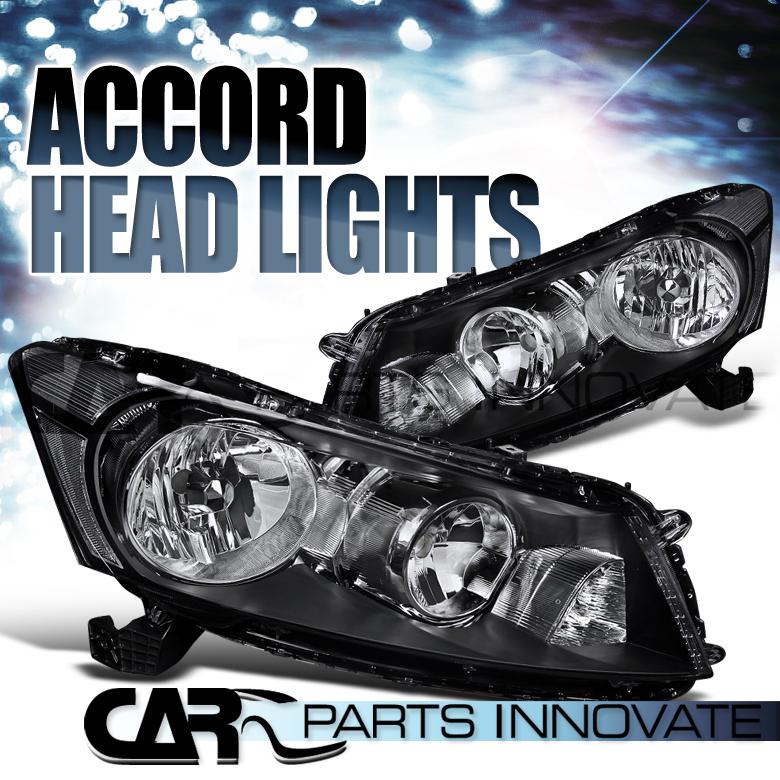 Honda 08-12 accord 4dr sedan jdm black head lights w/ clear reflector