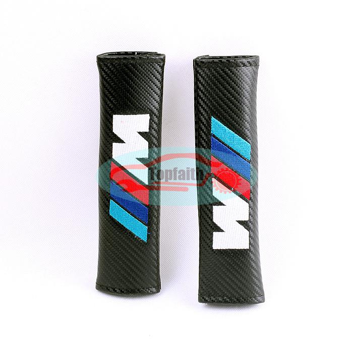 2x carbon fiber embroidery seat belt shoulder pad cushions cover for bmw m m3 m5