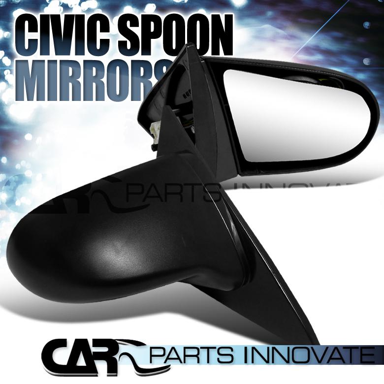 Pair honda 01-05 civic 2dr coupe black power spn style mirror