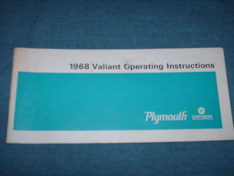 1968 plymouth valiant owner's manual / original guide!