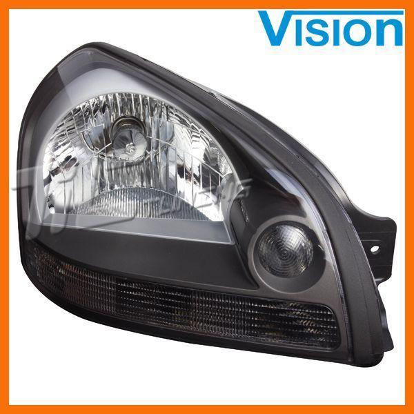 Right headlamp clear light reflector gray bezel fits 2005-2009 hyundai tucson rh