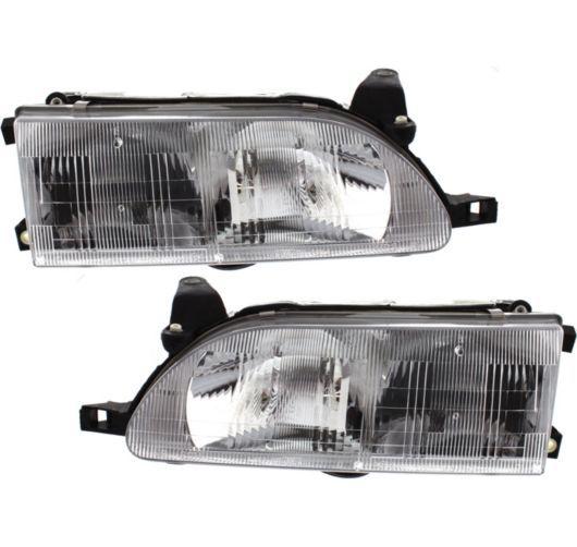 New pair set headlight headlamp assembly sae dot stamped 93-97 toyota corolla