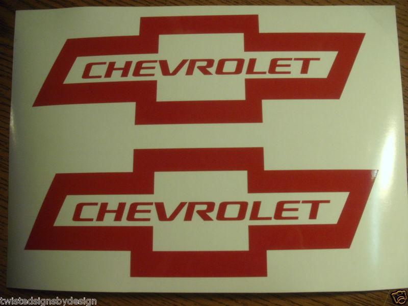 Chevrolet bowtie emblem - red gloss vinyl decal - set of two !!
