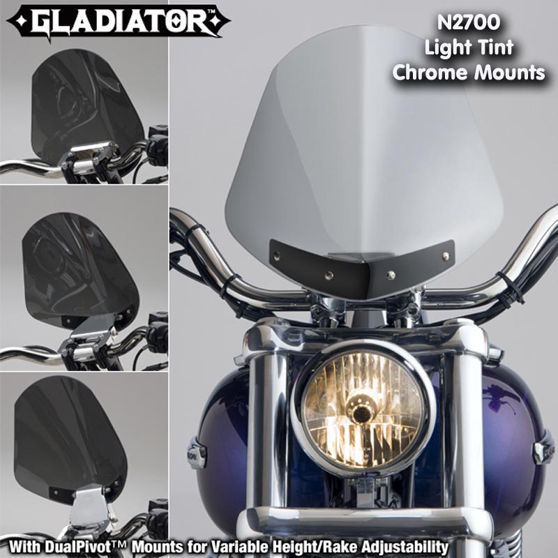 Harley fxstc softail custom 87-99 gladiator windshield lt tnt chrome mnts n2700