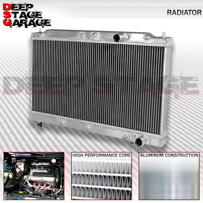 Aluminum racing dual core 2-row cooling radiator 90-94 mit eclipse/talon/laser