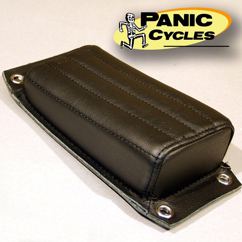 Pillion bum passenger pad black ribbed leather -harley triumph bsa norton bobber