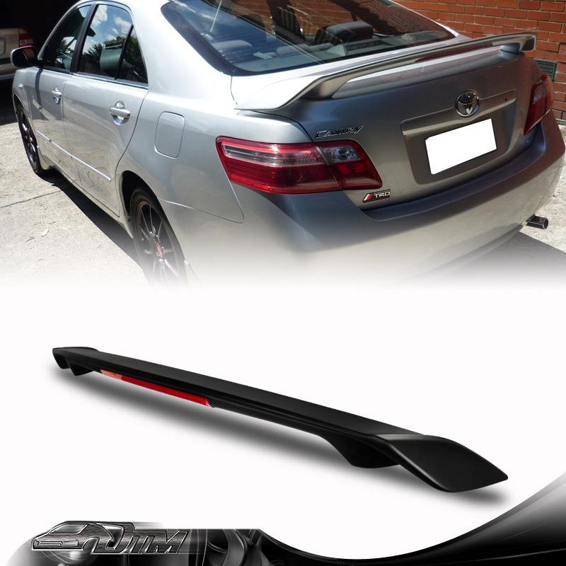 2007-2011 toyota camry abs plastic rear trunk spoiler wing w/ led brake light