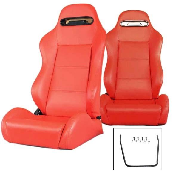 1 pair red leather racing seats reclinable all acura