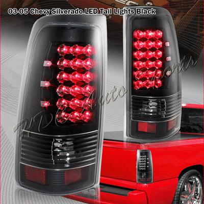 03-06 gmc/chevy sierra/silverado led black housing clear lens tail light lamps