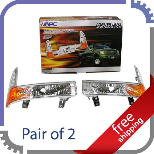 Left & right | front corner lights lens | 99-04 f250 f350 | clear signal lamps