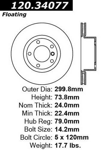 Centric-power slot 127.34077l stoptech sport rotors 128i 325i 325xi 328i 328xi