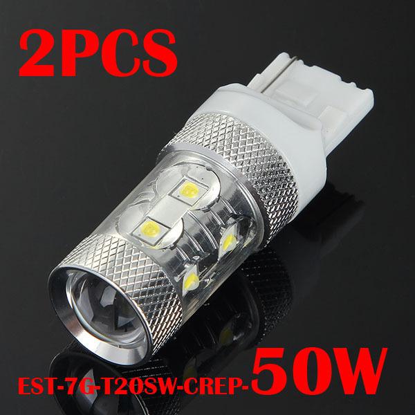 2pcs white t20 7440 50w cree 10 led car turn sigal tail stop light brake lamp