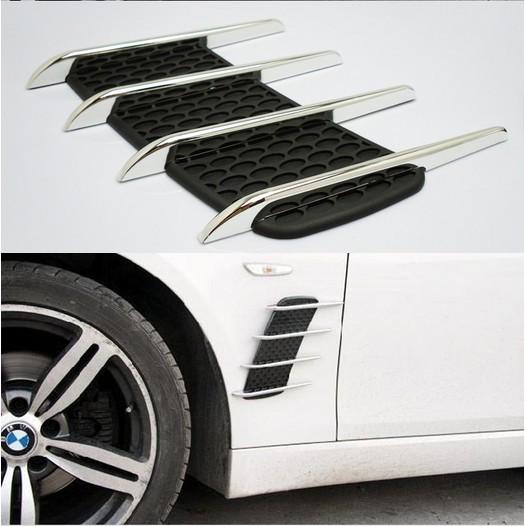 Chrome exterior fender hood side vent air flow grille  decorative sticker for vw