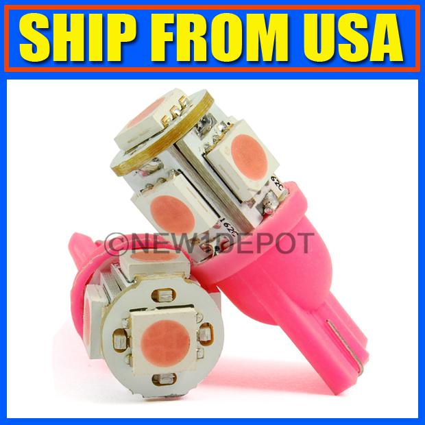 Us pink super bright reading license plate interior light 5smd led bulb 12v t10