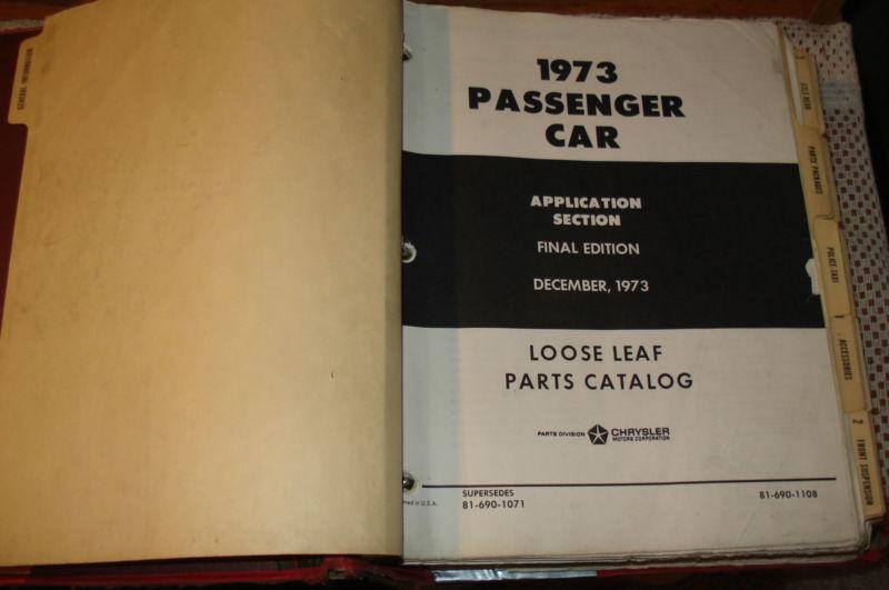 1973 dodge plymouth chrysler parts book original rare mopar list catalog cuda ++