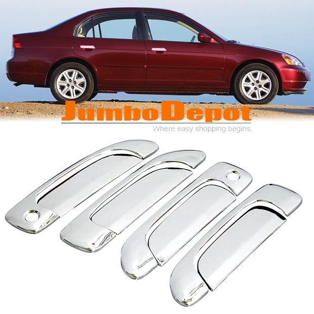 Triple chrome door handle cover trim for honda civic fit 01 02 03 04 05 warranty