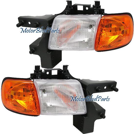 98-03 dodge van headlights+corner lights right+left set