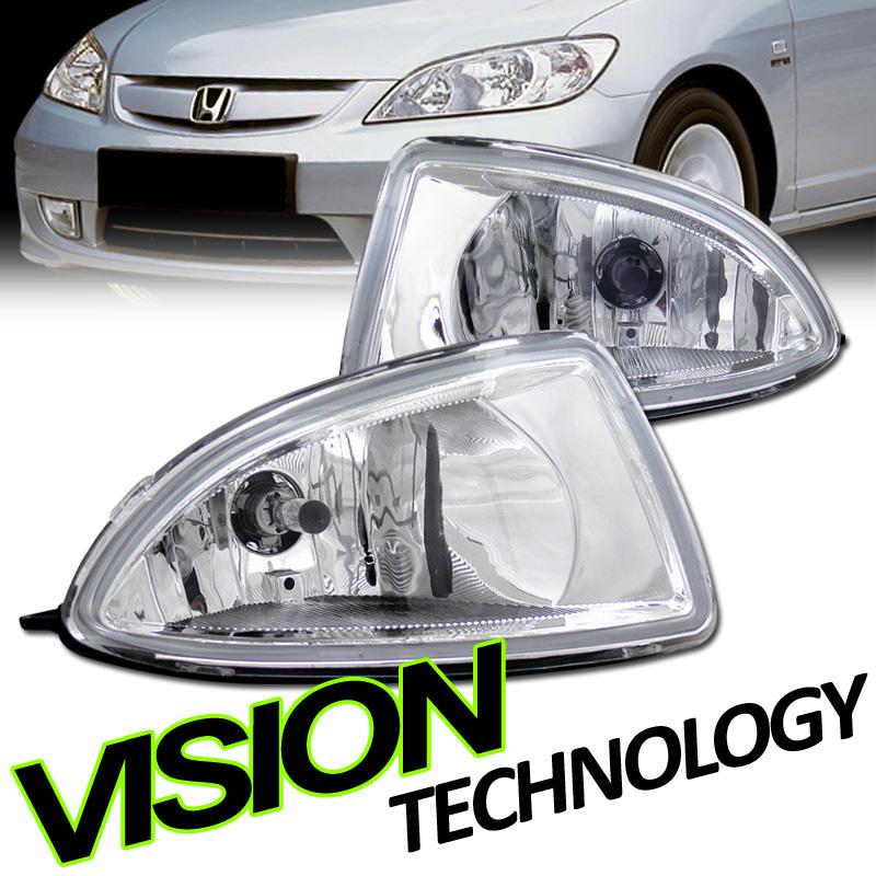 04-05 civic em/es 2dr/4dr clear lens fog lights lamps+switch+h8 bulbs left+right