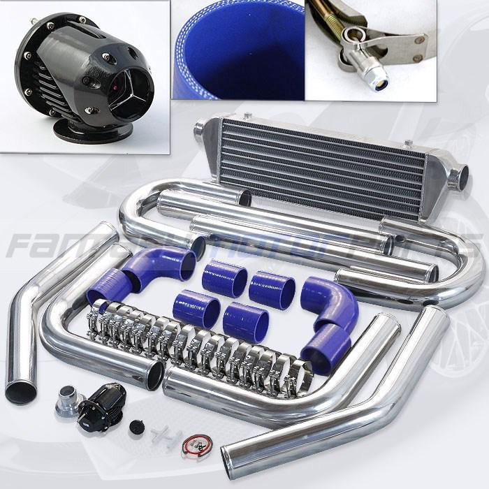 Universal blue 2.5'' intercooler piping kit + ssqv turbo blow off valve bov diy