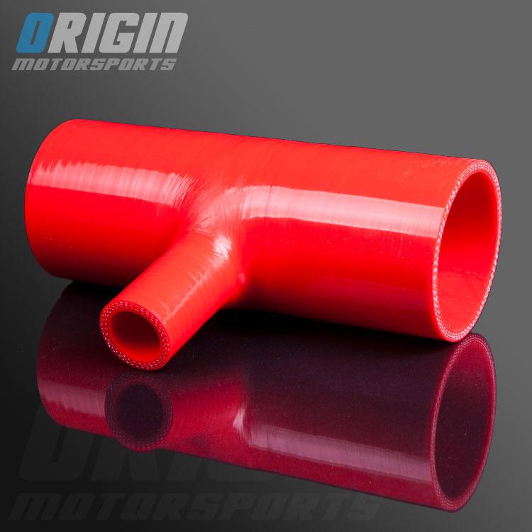 Red 2.75" to 2.75" turbo intake silicone t shape hose pipe coupler tube id:70mm