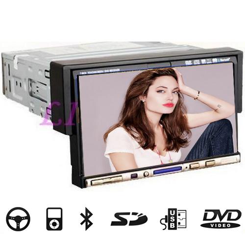 Single 1 din 7"car dvd player in-dash stereo radio system bluetooth/ipod/usb/sd