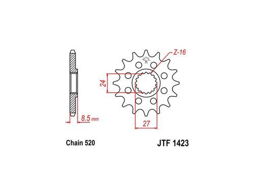 09-11 gsx-r1000 jt sprockets 520 conversion steel front sprocket 16t jtf1423.16