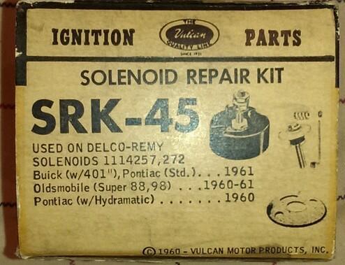 Solenoid repair kit  1114257  1960-62 buick 401, oldsmobile 88,98, pontiac.