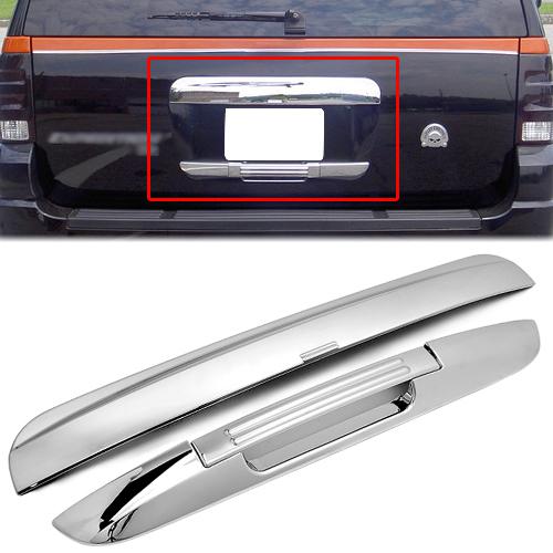 2x 2003-2012 ford expedition upper &lower chrome rear hatch cover trim