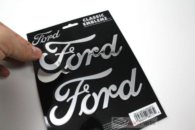 3 ford vinyl chrome emblems hood/trunk/fender/side letters decals stickers 