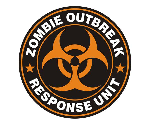 Zombie outbreak response unit decal 5"x5" orange control team sticker zu1