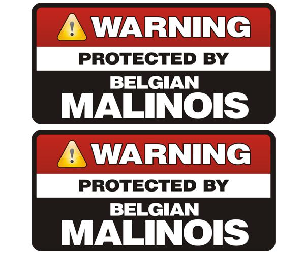 Belgian malinois protected warning guard dog decal set 3"x1.5" vinyl sticker zu1