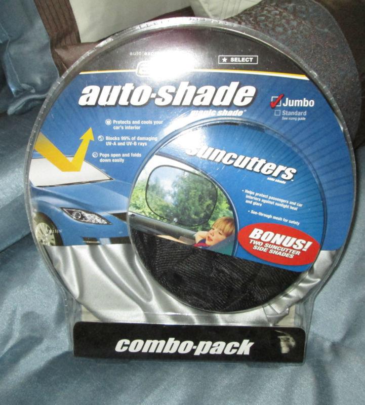 Auto-shade - jumbo size + bonus 2 suncutter see thru mesh side shades - new 