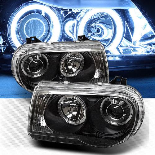 Ccfl halo 2005-2010 chrysler 300c led projector headlights black head lights set