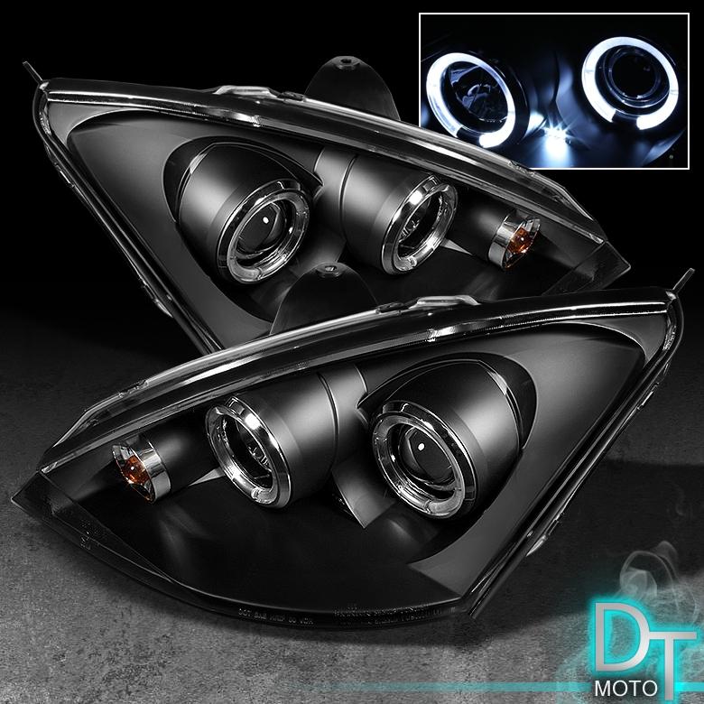 Black 00-04 ford focus dual halo projector led headlights lights lamp left+right