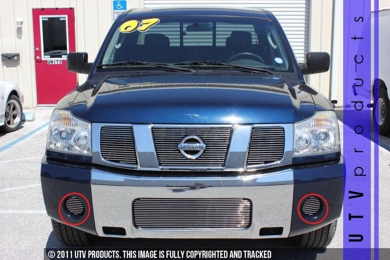 2004 2005 2006 2007 nissan titan 2pc fog lights chrome billet grille kit 