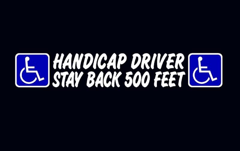 Handicap driver stay back 500 feet van wheelchair warning decal