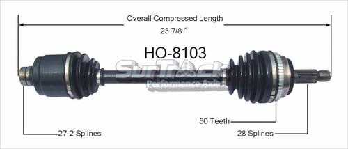 Surtrack perf axles ho-8103 cv half-shaft assembly-new cv axle shaft