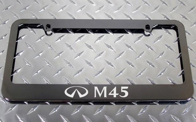 1 brand new infiniti m45 gunmetal license plate frame + screw caps