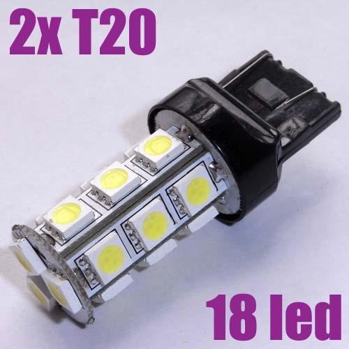 2x white 12v t20 7440 18 smd led car light bulbs new