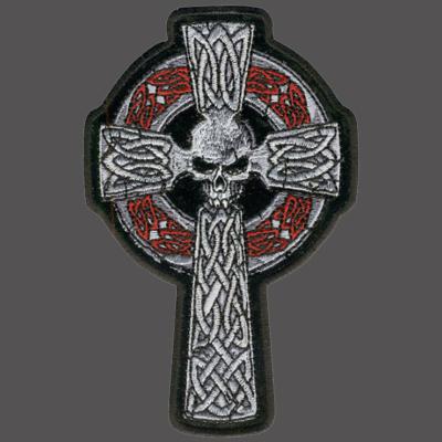 Celtic cross skull biker patch  (xxl) 11  inch patch