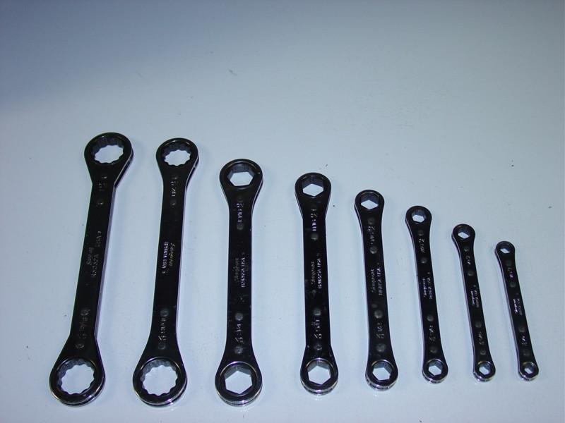 Set snap-on ratcheting box-end wrench set sae ratchet 1/4 to1... 8 wrenches 