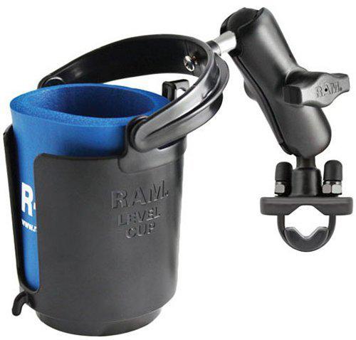 Ram mount handlebar cup holder self-leveling with cozy u-bolt base black univ