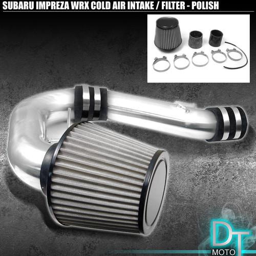 Stainless washable cone filter+cold air intake 04-05 impreza wrx polish aluminum