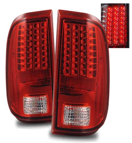 08-12 ford f250/f350/f450 super duty euro red clear led tail lights brake lamps